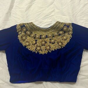 Velvet embroidered luxury indian blouse crop top long sleeve